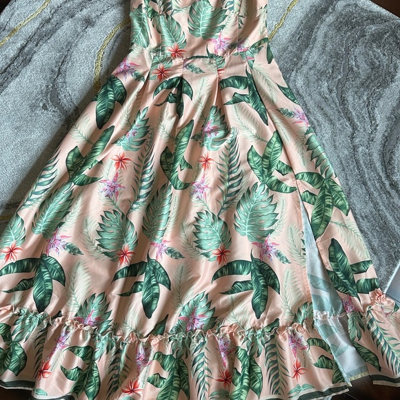 Palm Tree Print Corset Top Dress! Maxi! - Picture 5 of 16